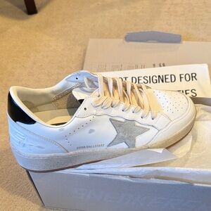 Golden Goose White and Black Sneakers